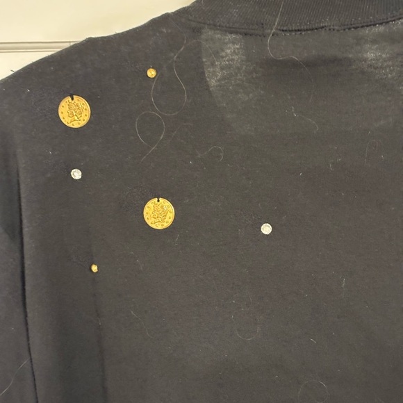 Accente’ Black Large Embroidered Corvette. Rhinestones, studs and hanging coins. - Picture 5 of 8